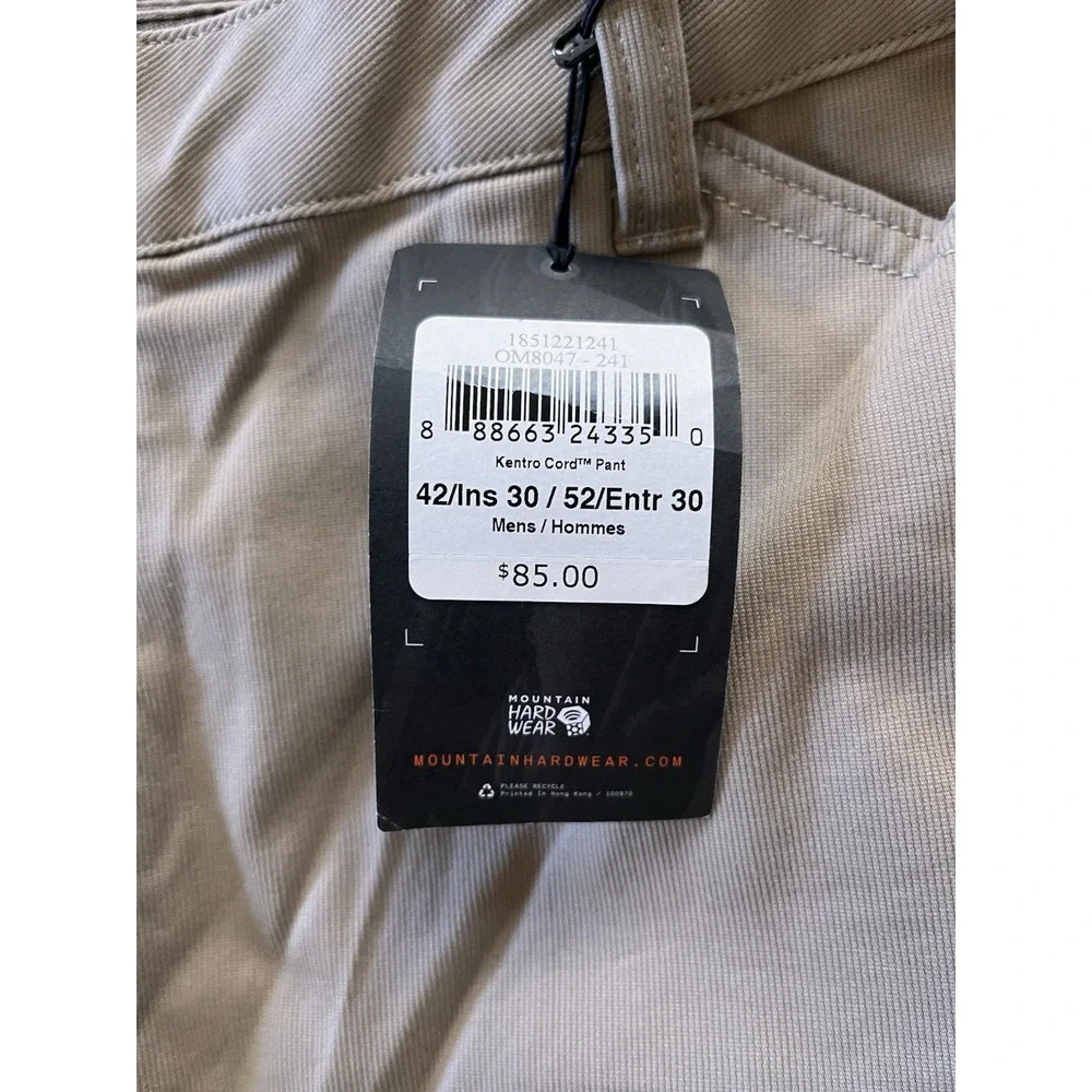NWT Mountain Hardwear Kentro Cord‎ Tan Pants Mens 42x30 Hiking Climbing